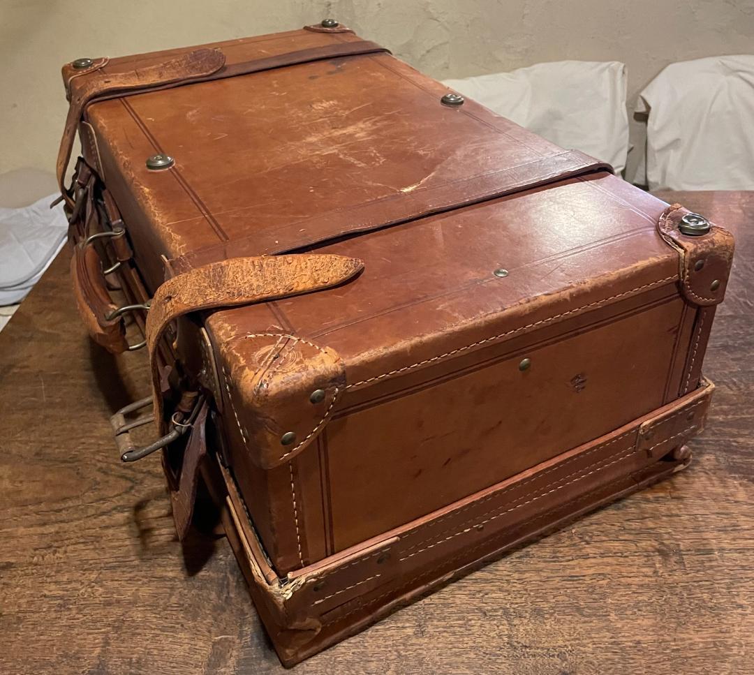 アンティーク レザー トランク 本革 特大 ヌメ革 キャメル キャリー ケース
