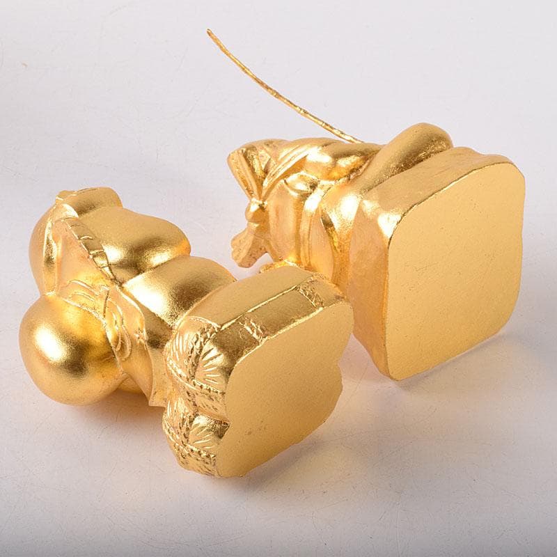 彫刻家　富永直樹作　銅鍍金　大黒天　恵比須像　七福神　2点　共箱　V　7606