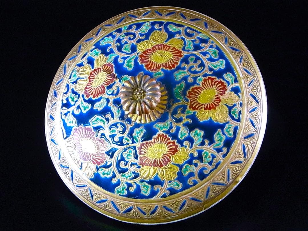 【 E878 】 超別格品　明治期本筋最高峰の献上薩摩焼　超細密盛上金彩絵付水指