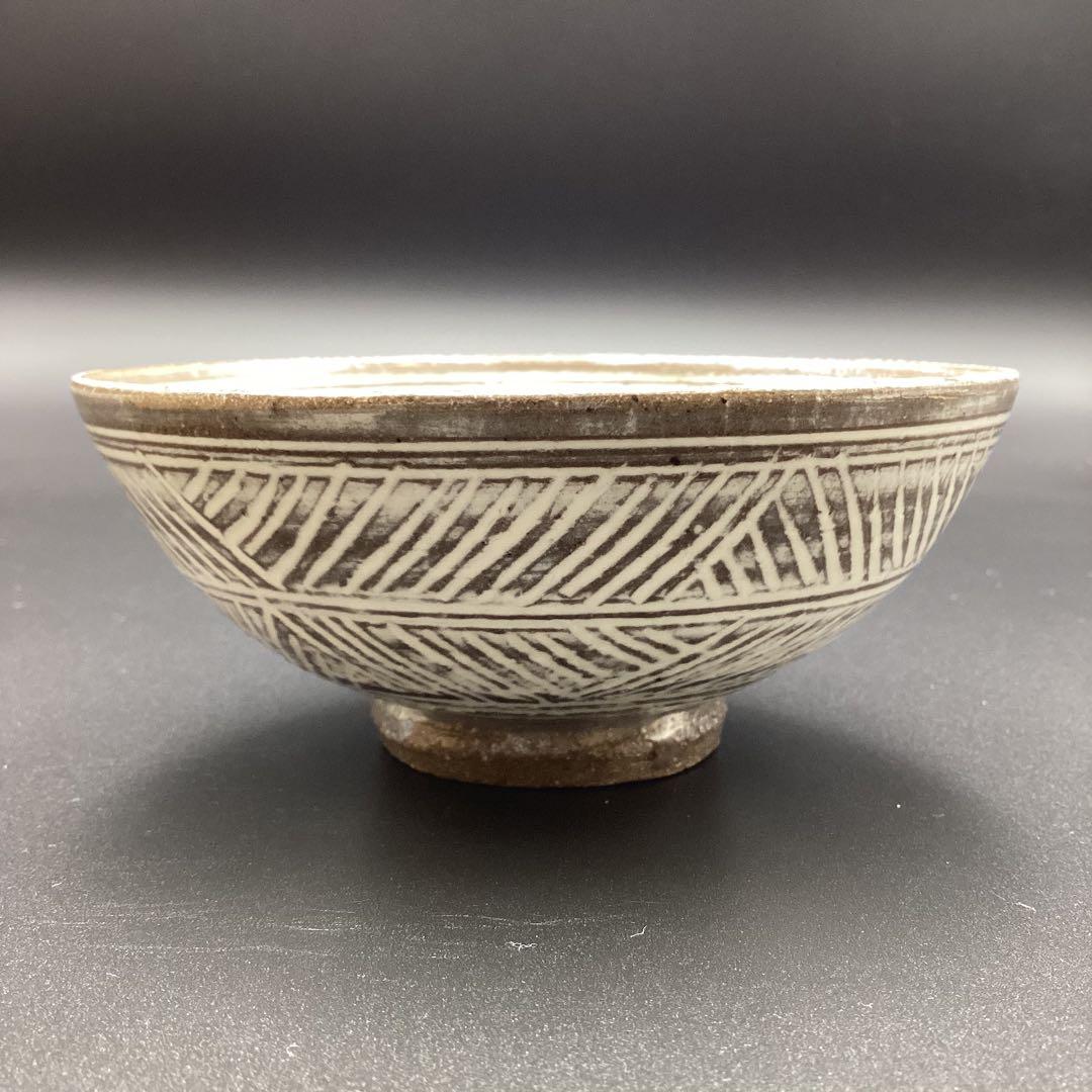 抹茶碗　唐津三島茶碗　須恵窯　徳沢守俊作　古物　共箱入