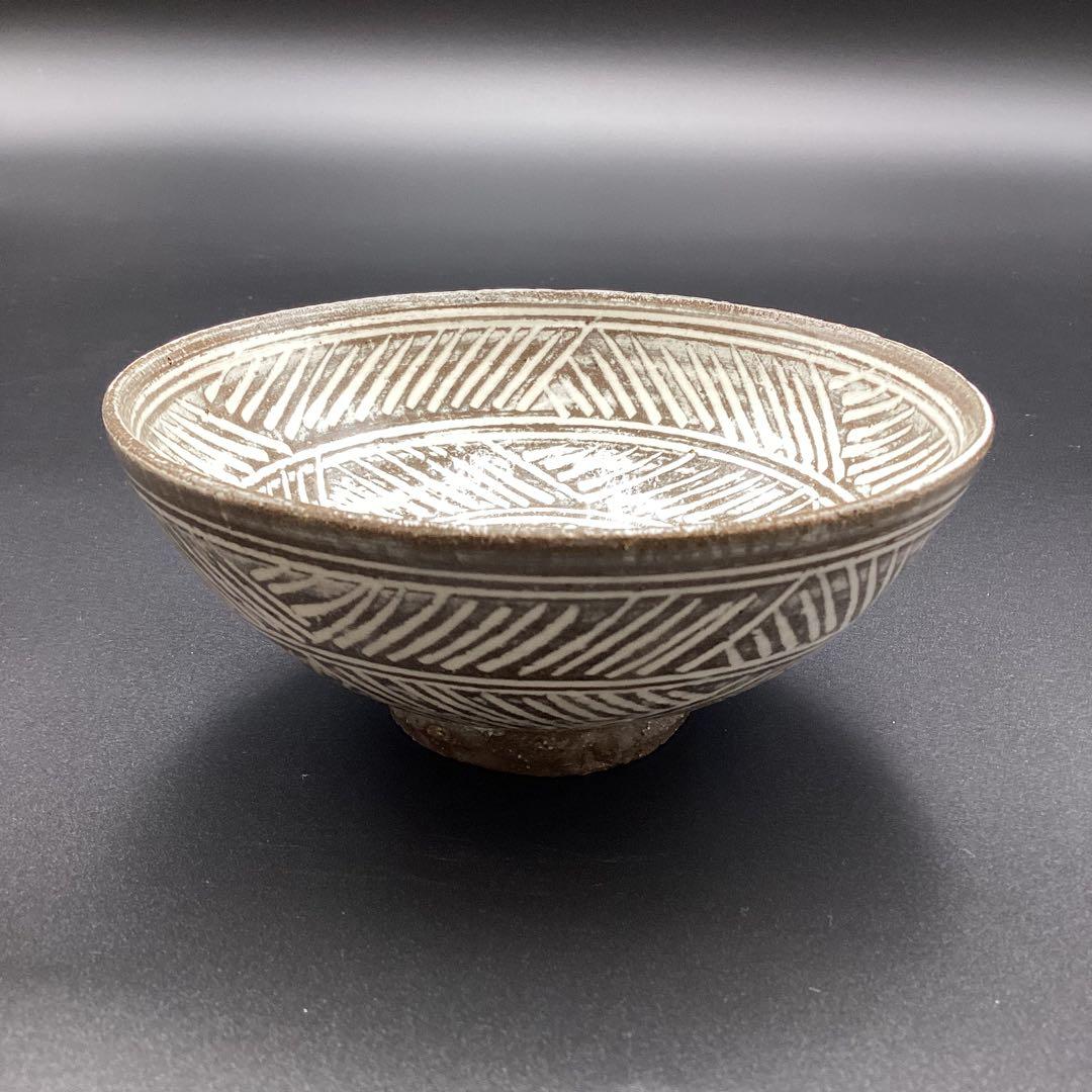 抹茶碗　唐津三島茶碗　須恵窯　徳沢守俊作　古物　共箱入