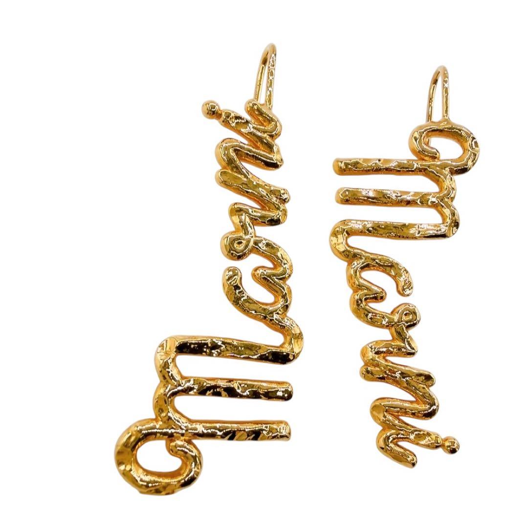 【希少/未使用級】マルニ⭐︎ロゴ ピアス 両耳 ゴールド系 フック 純正布袋付き