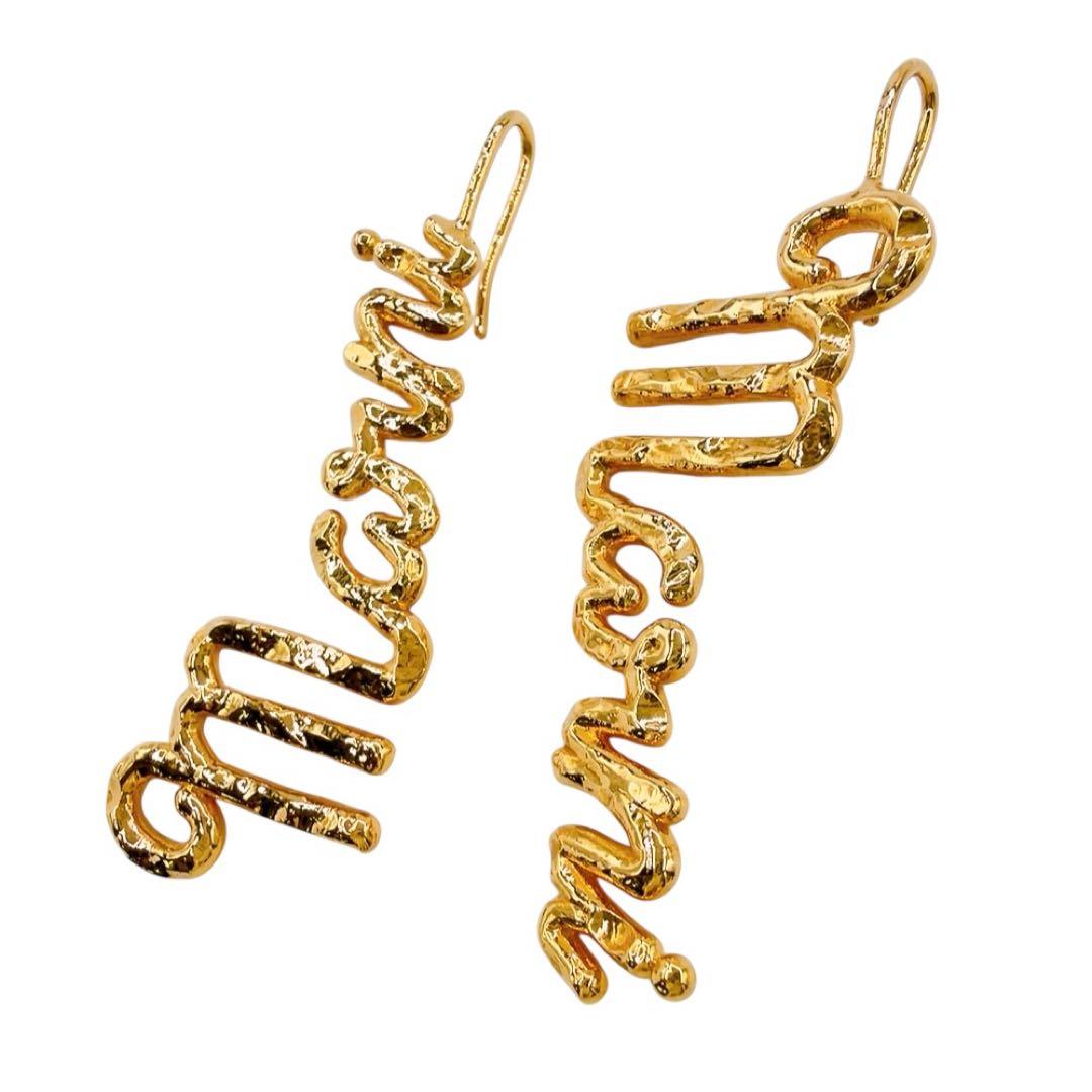 【希少/未使用級】マルニ⭐︎ロゴ ピアス 両耳 ゴールド系 フック 純正布袋付き