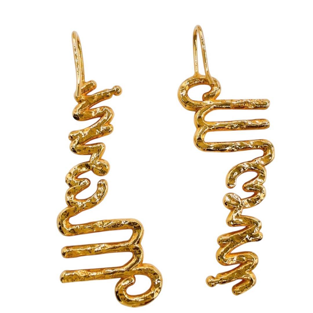 【希少/未使用級】マルニ⭐︎ロゴ ピアス 両耳 ゴールド系 フック 純正布袋付き