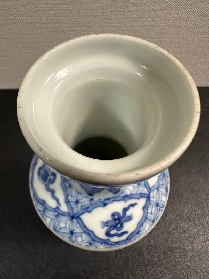 中国骨董　青花人物棒槌瓶　清時代