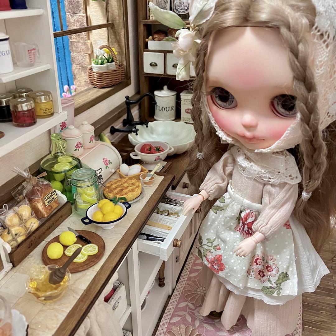 ミニチュアドール家具　キッチンシンク・キッチン台　2点セットドールハウス　1/6