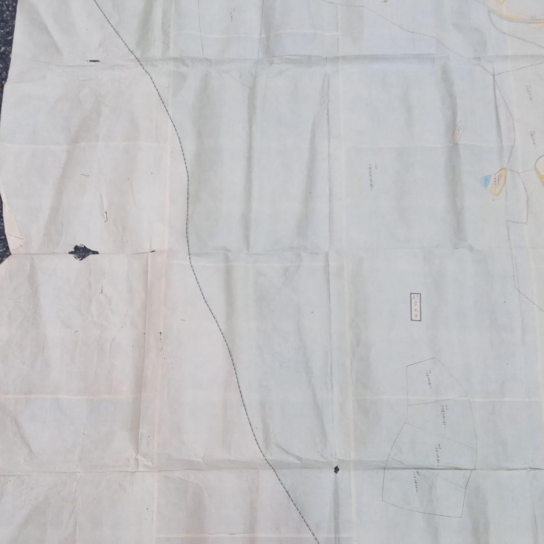 超特大　古地図　明治期　但馬國　七美郡　新屋村　全図　骨董　彩色　肉筆　古文書