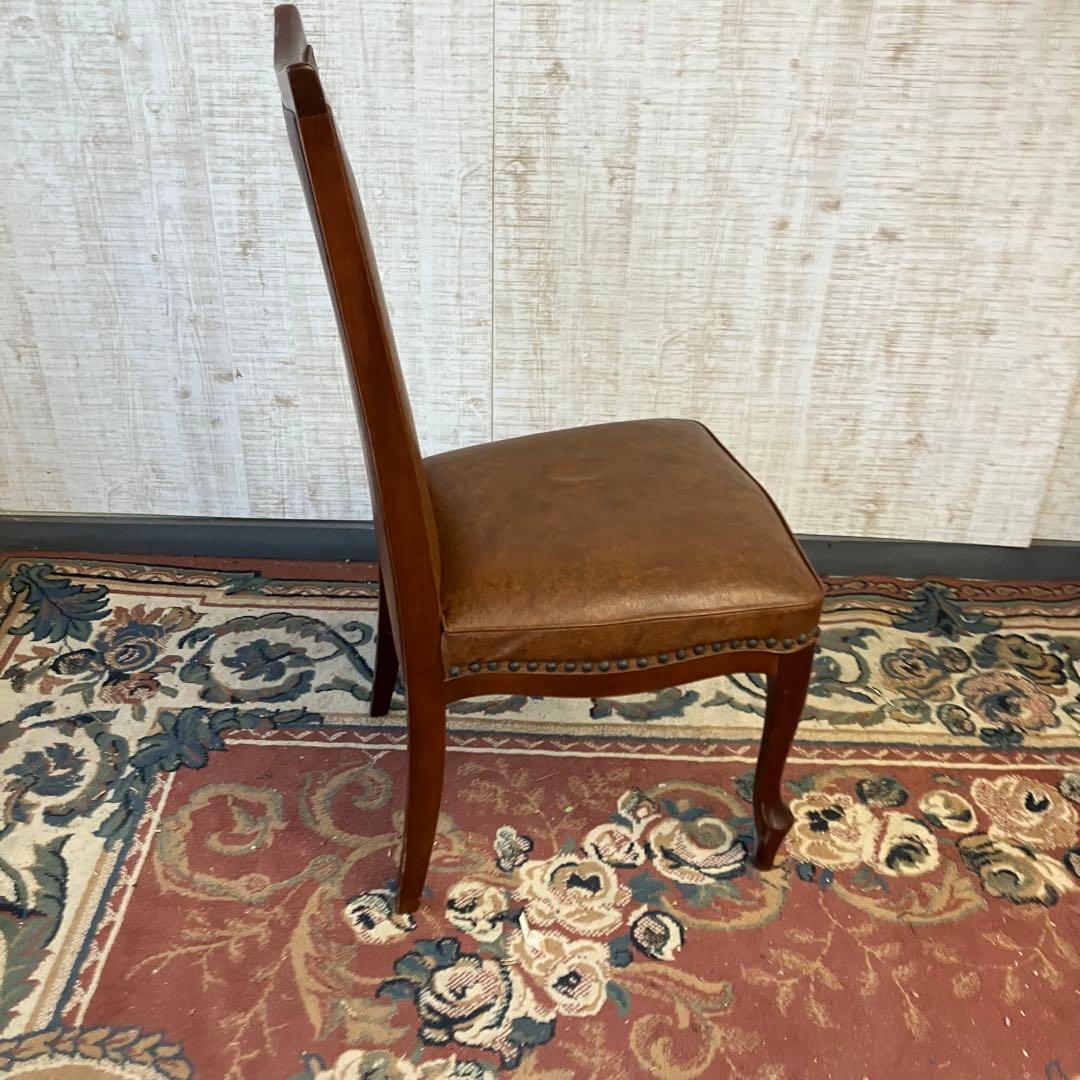 ④北欧レトロ マルニ木工 木製椅子 鋲打ちダイニングチェア ロビーチェア 古家具