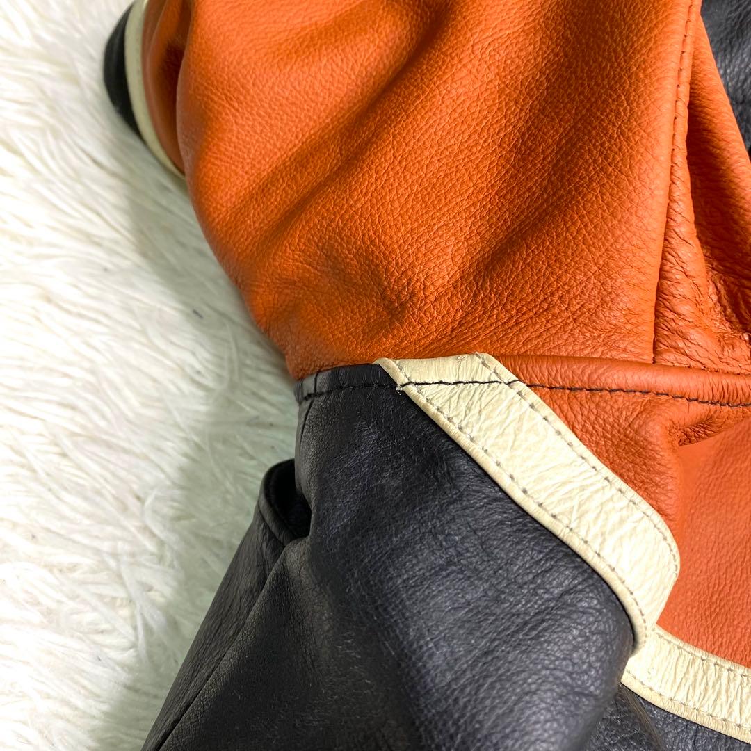 良品✨HARLEY-DAVIDSON ライダース L 本革 ロゴ ライナー 黒