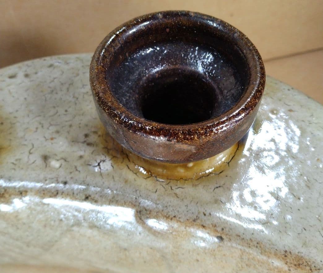 【本物保証】金城次郎 海老魚紋抱瓶 共箱 栞 ｗ28㎝超 壷屋焼 人間国宝 無傷