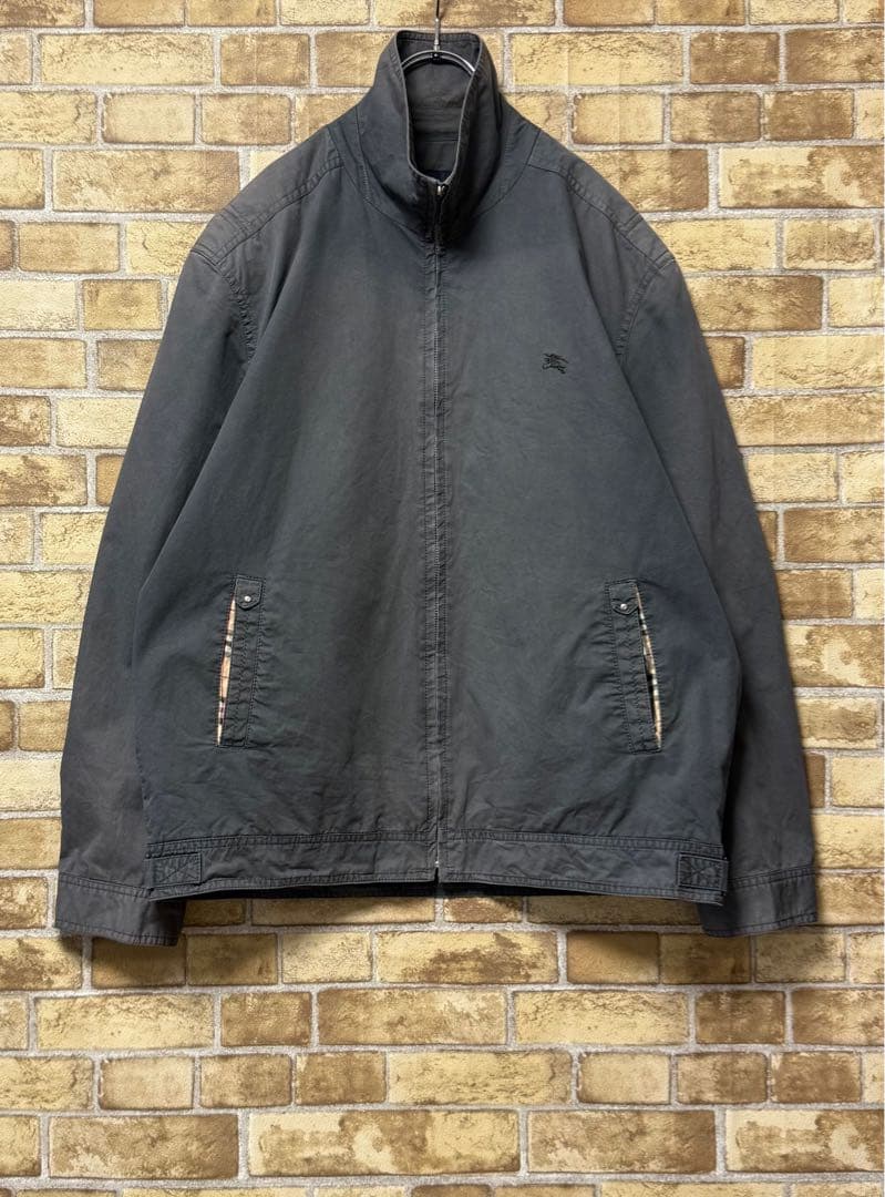 バーバリーロンドン　イングランド製　スイングトップジャケット　刺繍ロゴ　XXL