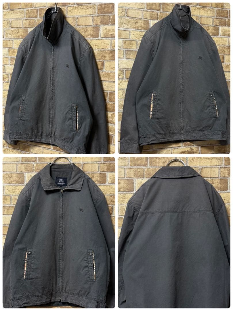 バーバリーロンドン　イングランド製　スイングトップジャケット　刺繍ロゴ　XXL