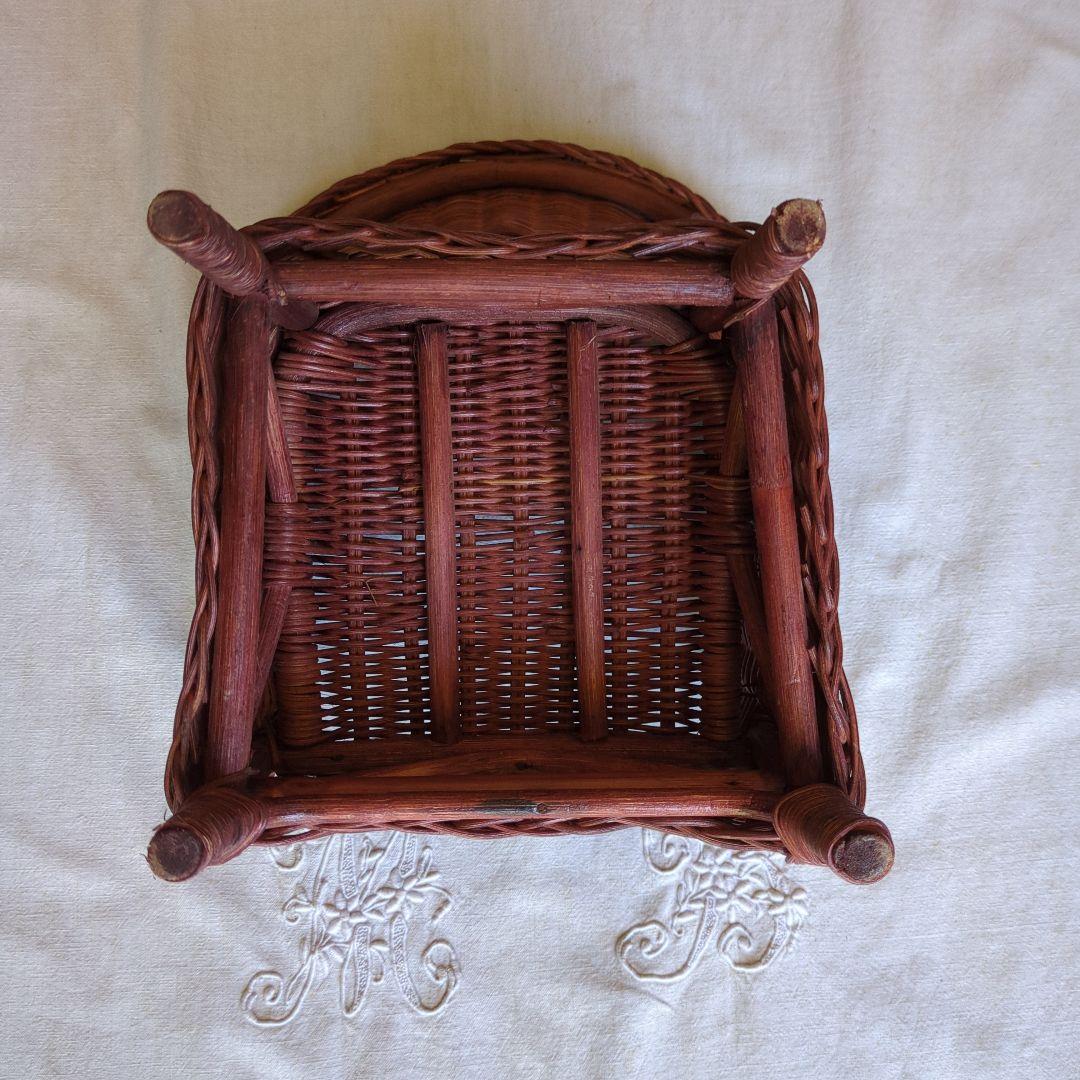 フランスアンティーク ドールチェア ② ローズマダー ラタン