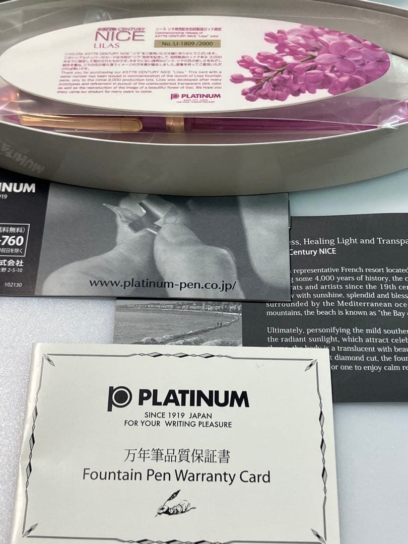 初期ロット　PLATINUM　#3776　センチュリー　ニース　リラ　B-nib