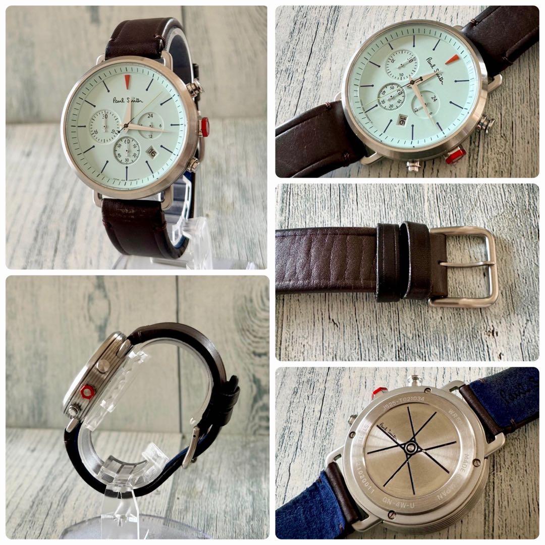 【電池交換済】Paul Smith ポールスミス 腕時計 ライトブルー クロノ