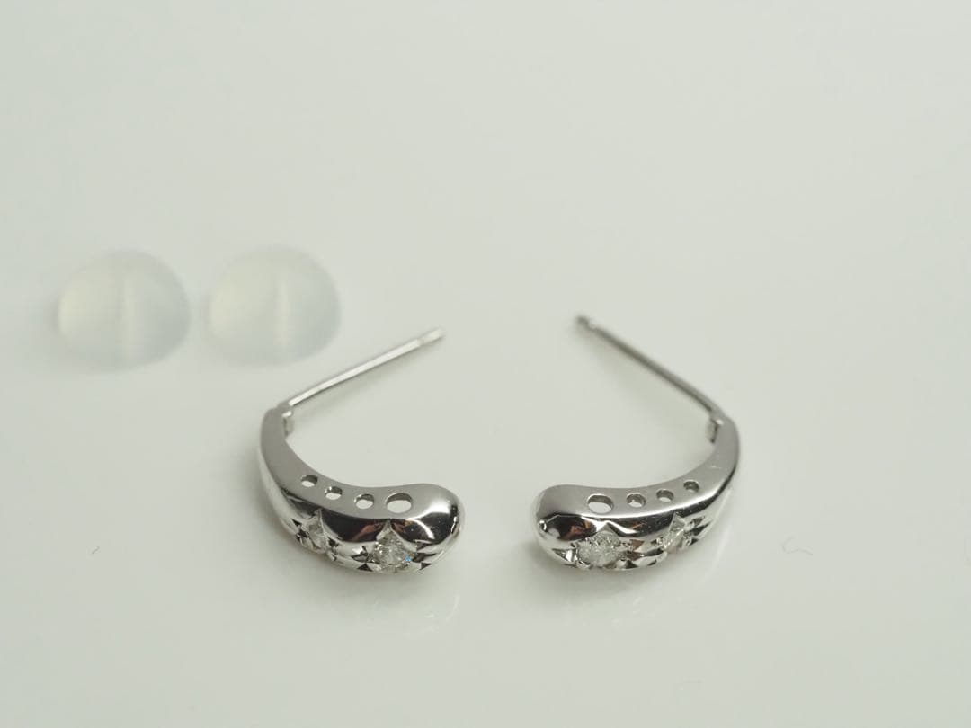 K14WG 天然ダイヤモンド デザインピアス