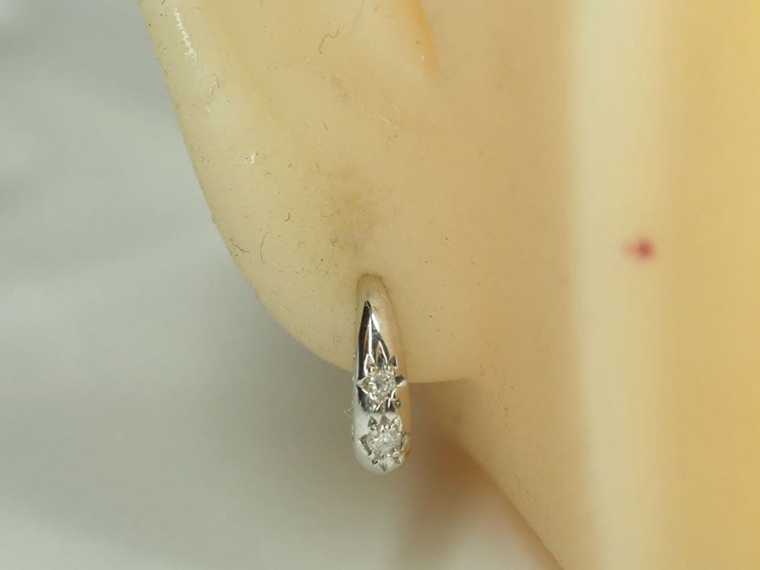 K14WG 天然ダイヤモンド デザインピアス