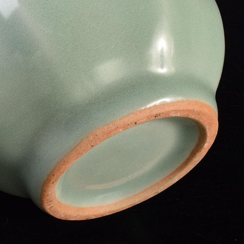 中国　龍泉窯　粉青釉　桔梗口双耳瓶　花入　C　6908