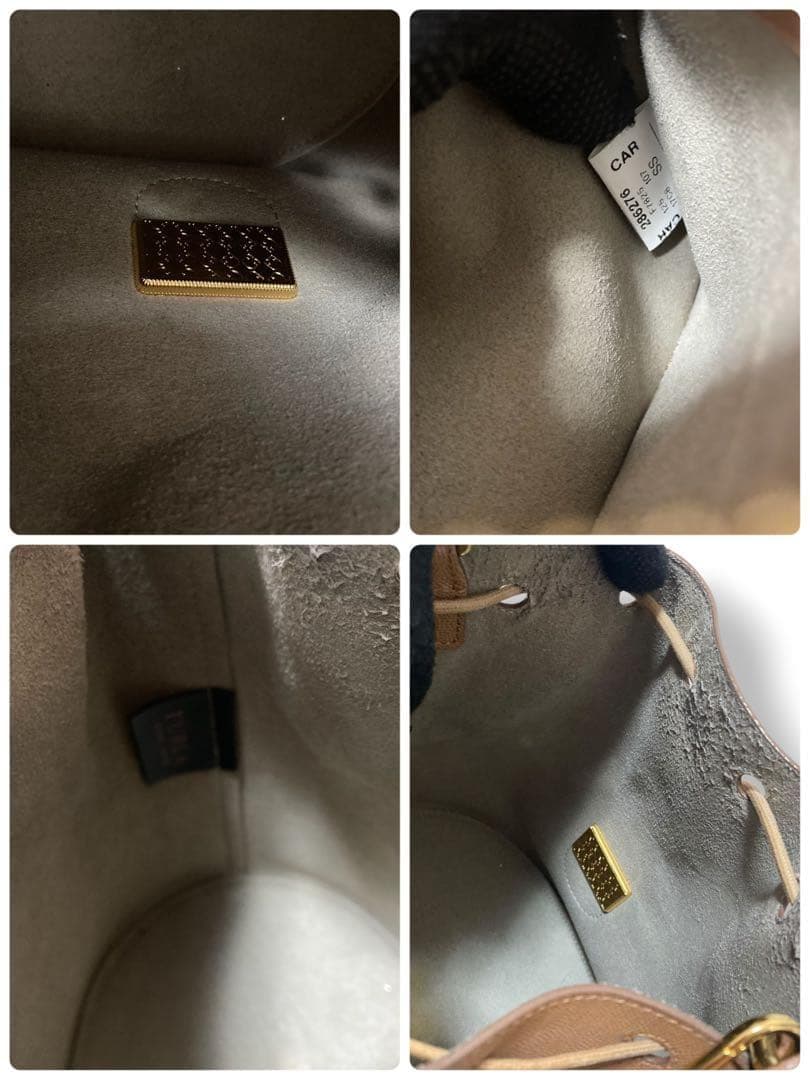 【美品】フルラ　バケット　巾着ショルダーバッグ　ロゴ金具　レザー　茶色　斜め掛け