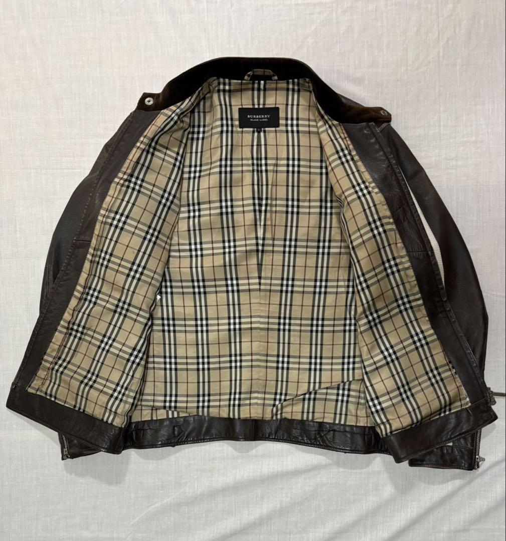 バーバリーブラックレーベル　羊革　シングルライダースジャケット　L 三陽商会