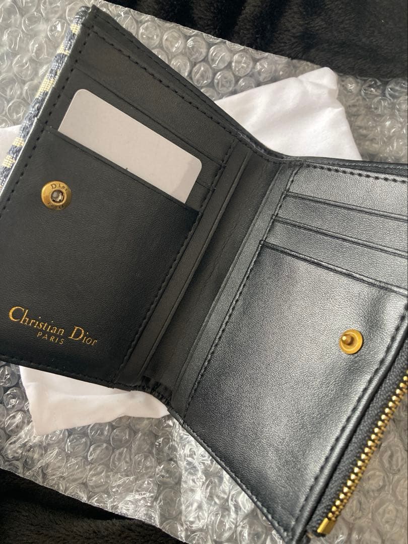 極美品箱付き/DIOR /ミニバイフォールドウォレット オブリークジャガード
