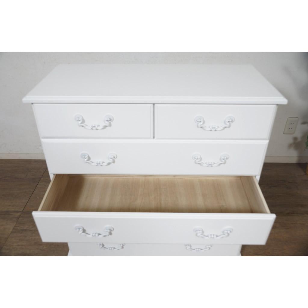 だーふく　白家具　ヨーロピアン調　チェスト　5段7杯　幅80ｃｍ