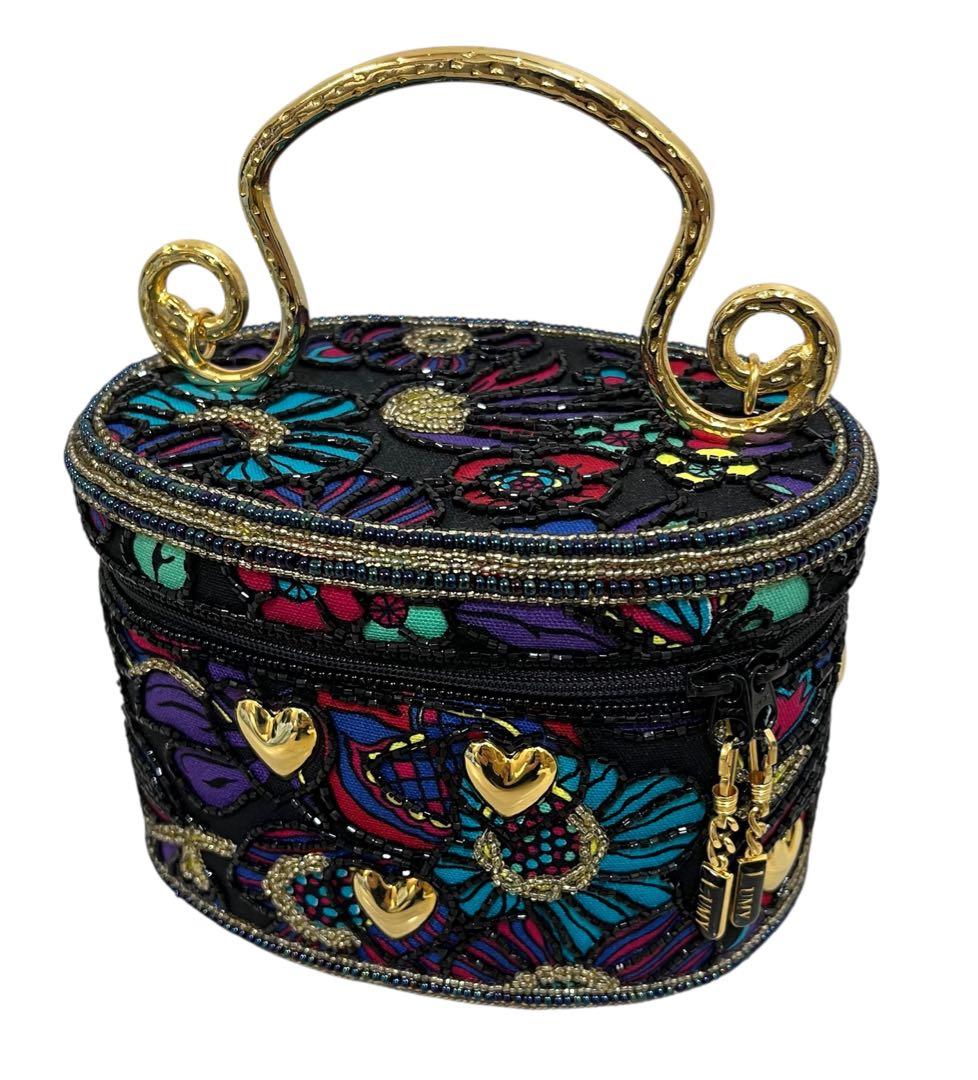 LUMY はしもと 花柄パーティーバッグ バニティバッグ 黒/モルティ