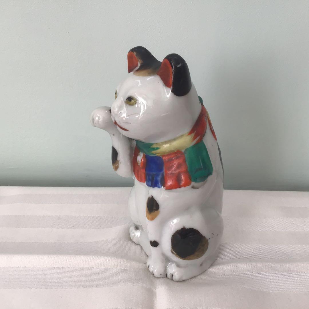 骨董　陶器製　招き猫