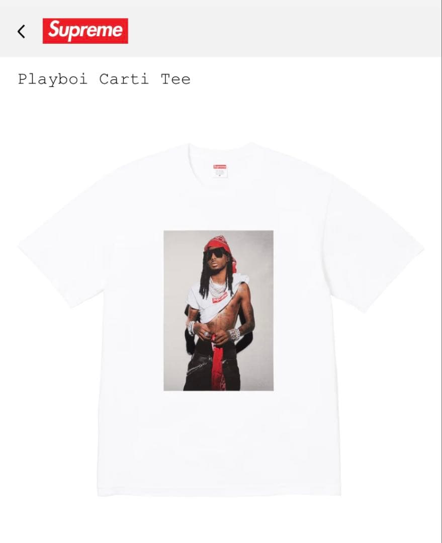 Supreme Playboi Carti Tee ホワイト　福岡店購入Lサイズ