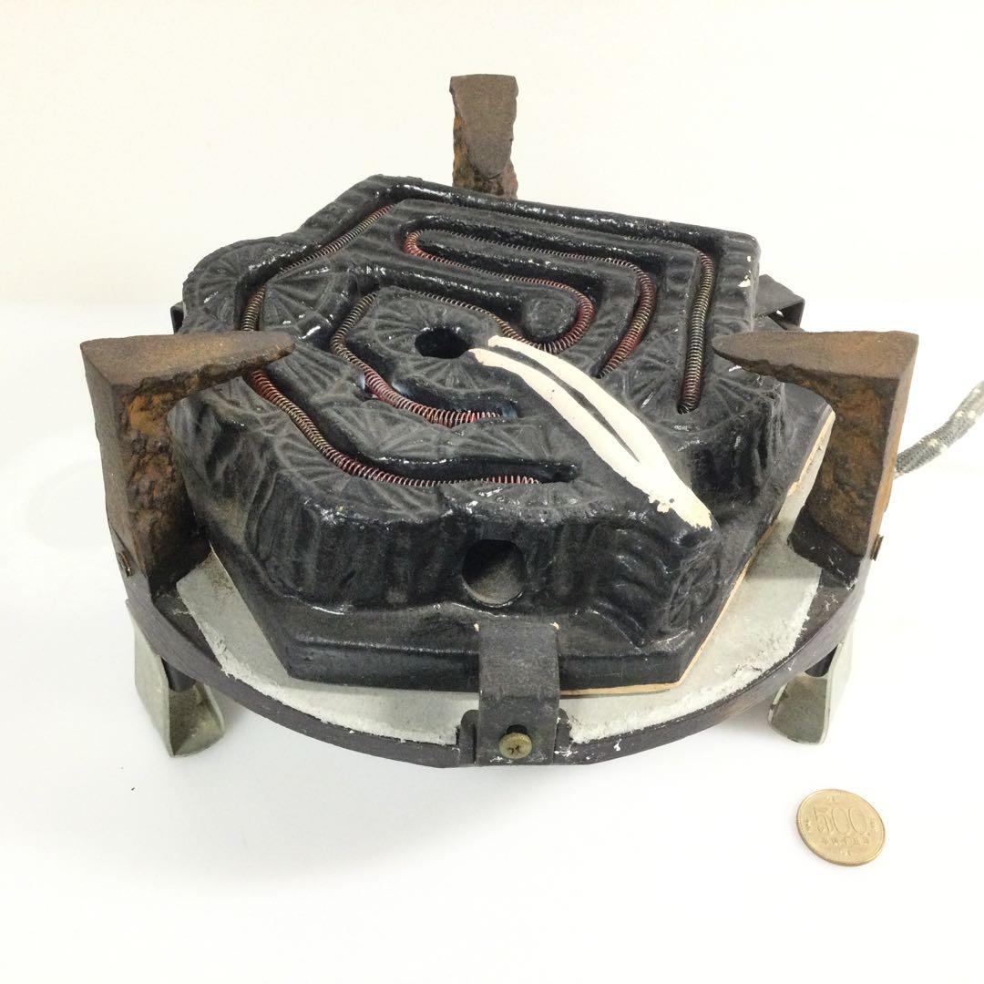 野々田式炭型電熱器 大型 置炉長火鉢用 径25cm 茶道具 点検OK L263