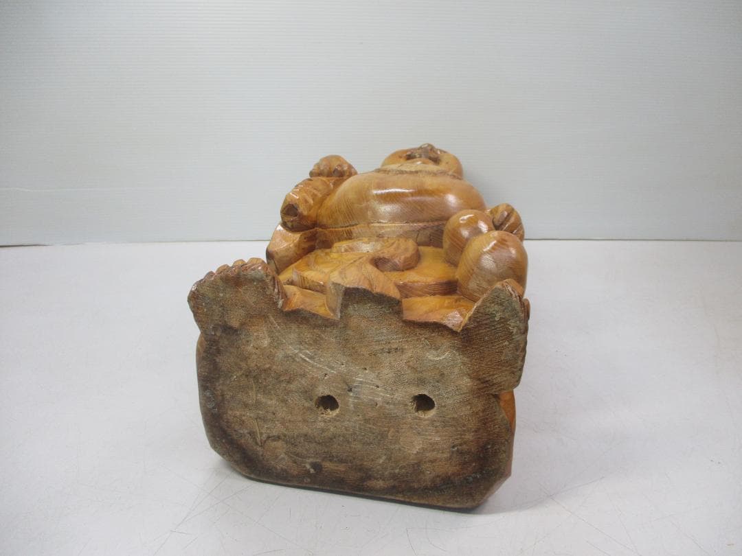 七福神 木彫り 布袋様 置物 木製 縁起物 開運 夫婦円満 笑門来福 58cm