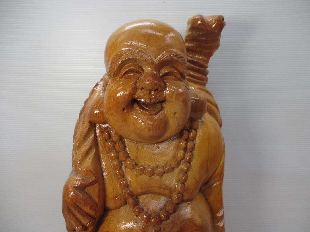 七福神 木彫り 布袋様 置物 木製 縁起物 開運 夫婦円満 笑門来福 58cm