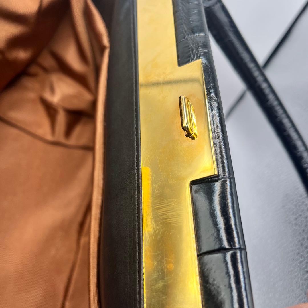 定価25万美品ランバンL 黒 クロコ押型ハンドバックショルダーバック　ブラック