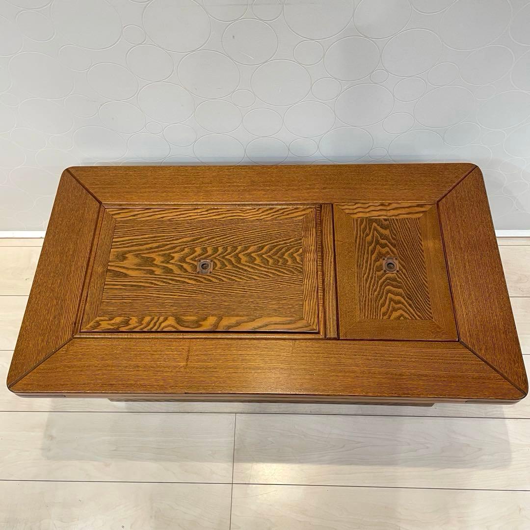 【美品】高級囲炉裏座卓 火鉢テーブル 座卓 銅火入れ付 無垢 レトロモダン