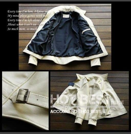 M【新品】22万円　最上級牛革 美カラーホワイトアイボリー レザージャケット