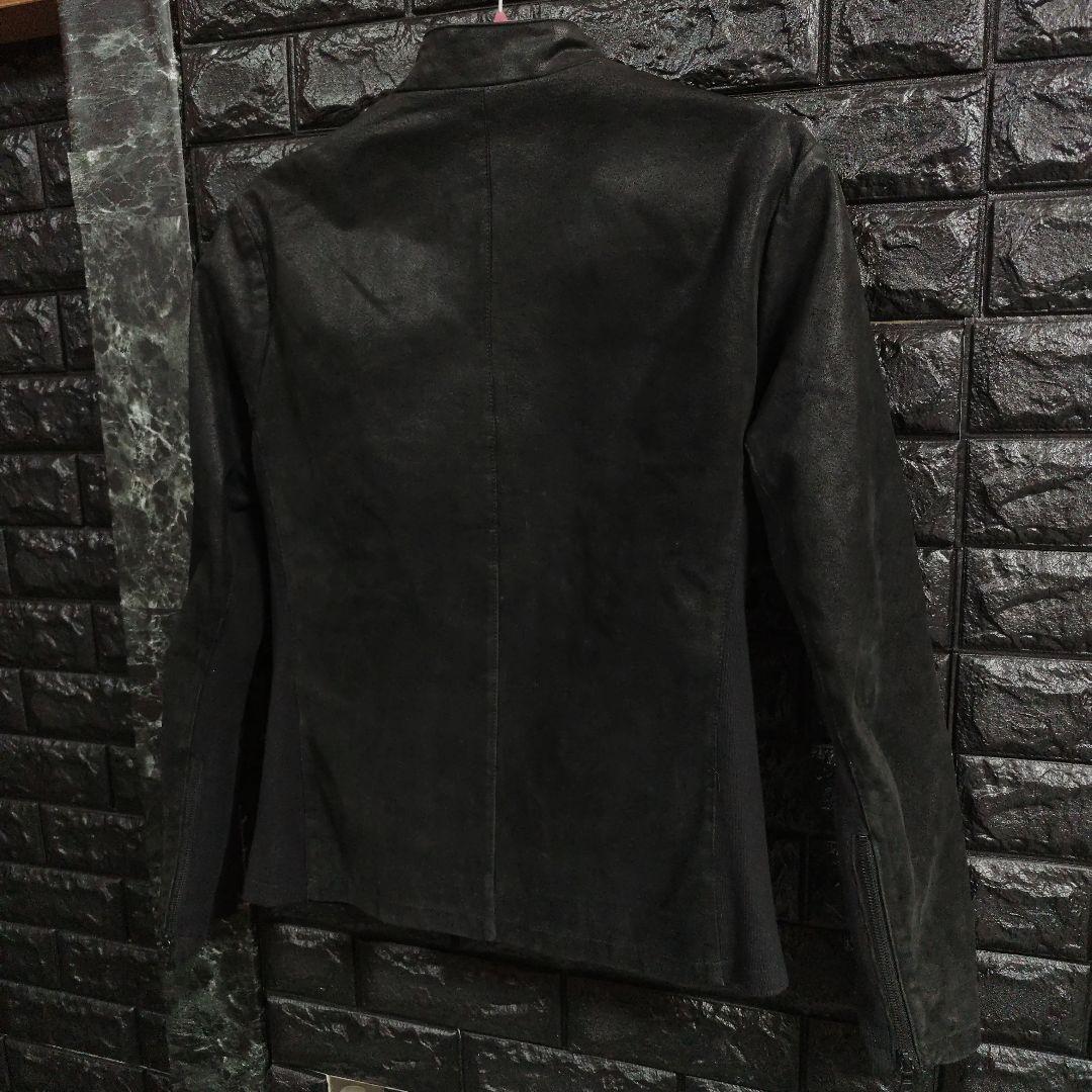 美品　ノーアイディー　黒１色　レザー（豚革）シングルライダースジャケット