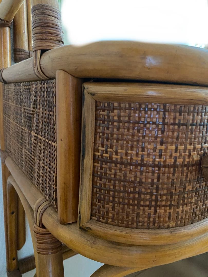 ラタン ドレッサー 大きな鏡付き