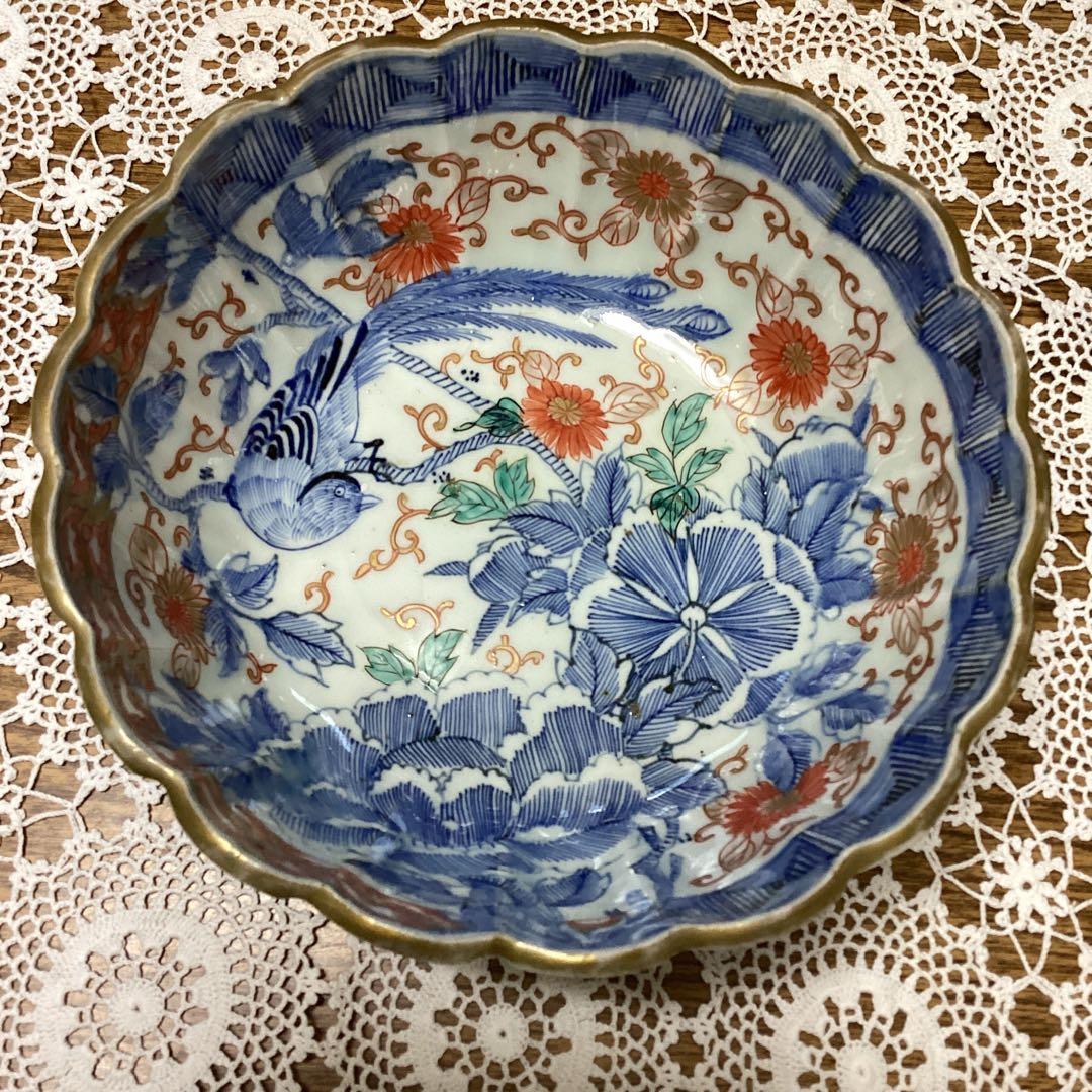 k21 渋草焼　鉢2入り　　陶器の花柄2個セット