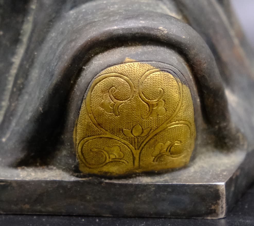 希少　中国美術　唐婦人像　細密象嵌　金属工芸　銀　銅　古玩　総重量2031.8g