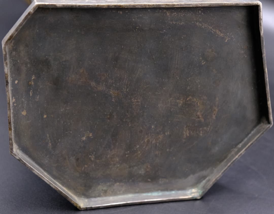 希少　中国美術　唐婦人像　細密象嵌　金属工芸　銀　銅　古玩　総重量2031.8g