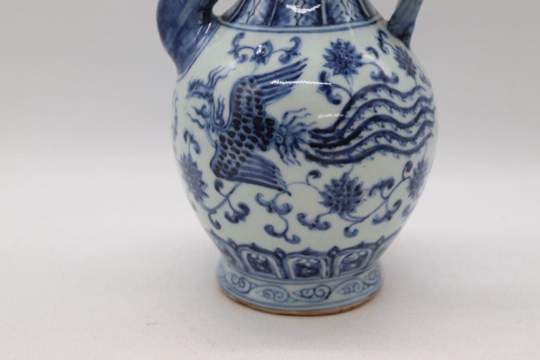 中国美術　染付　龍柄水注　大明宣徳年製銘　送料込み251015