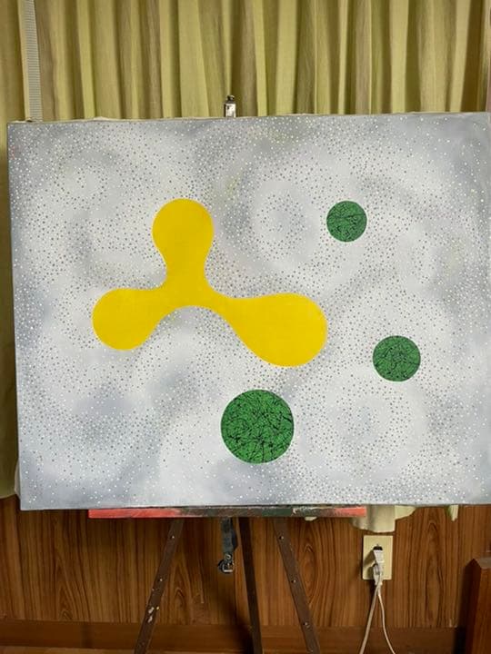 油絵　現代アート　Kumori   作者　あんどうまさひろ　油彩画