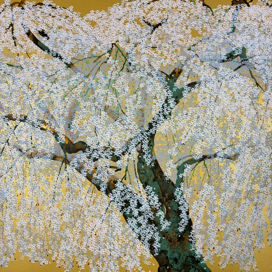 美品 中島千波「久遠寺の瀧桜」シルクスクリーン 大作 直筆サイン・落款有 名画