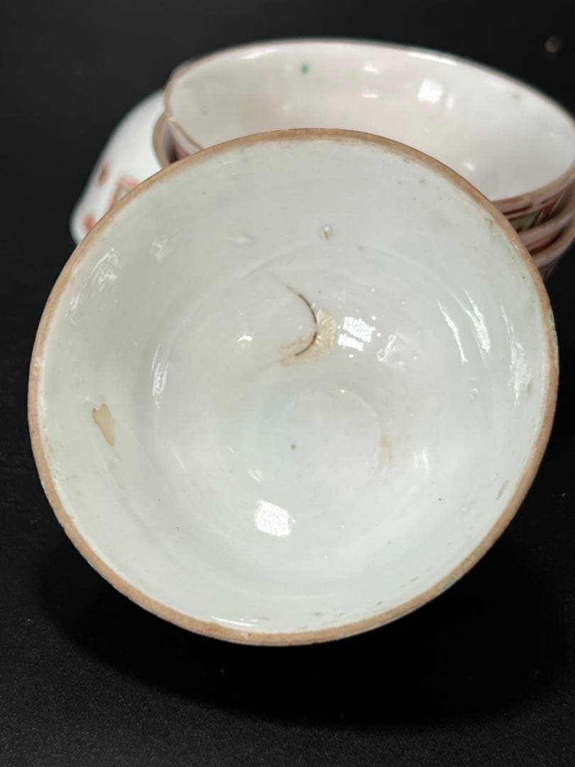 中国明朝時代　赤絵小碗5客 BL2-6