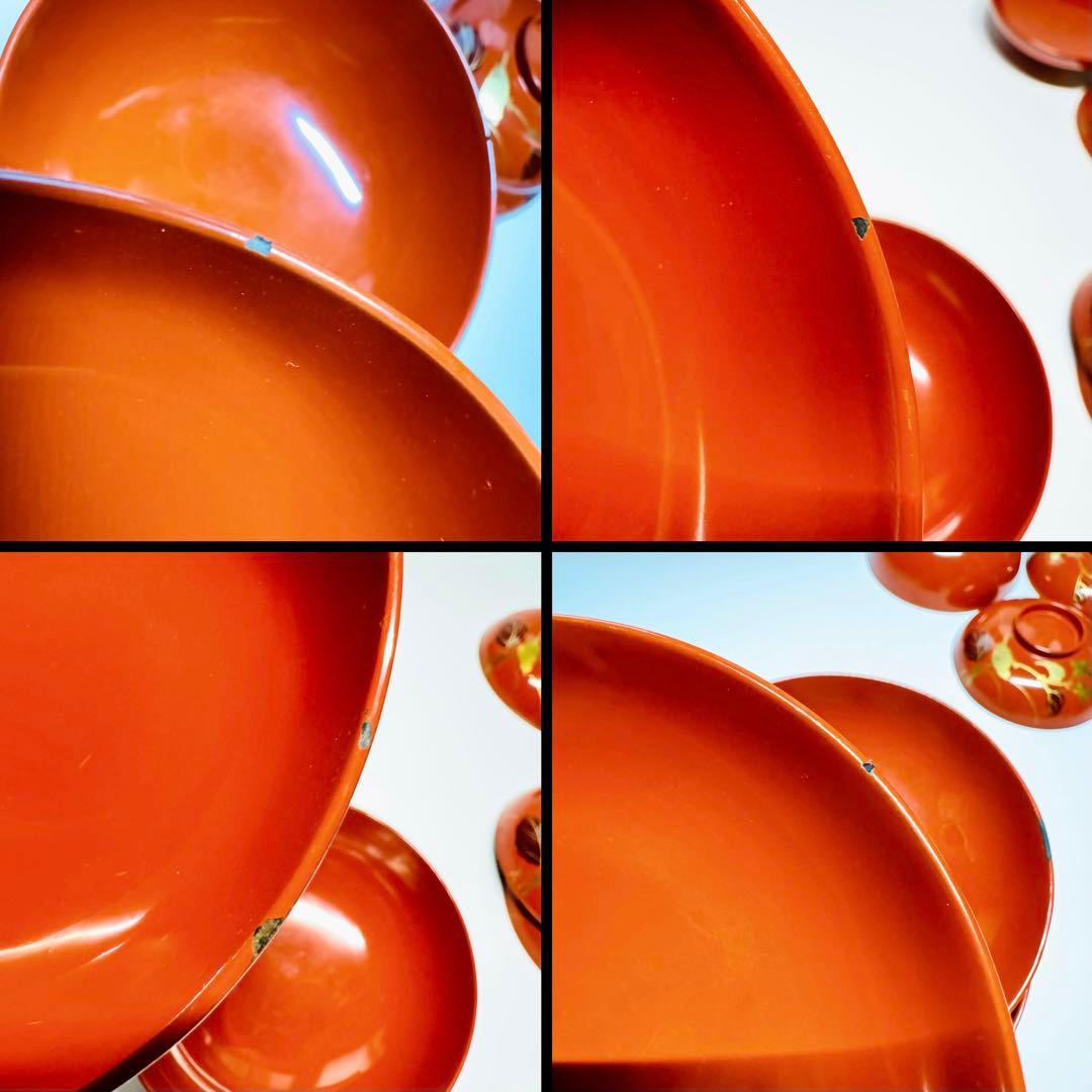 漆器　輪島塗　金蒔絵　鳥花絵　木製　朱　蓋付椀　お煮物椀　吸物椀　10客　骨董品