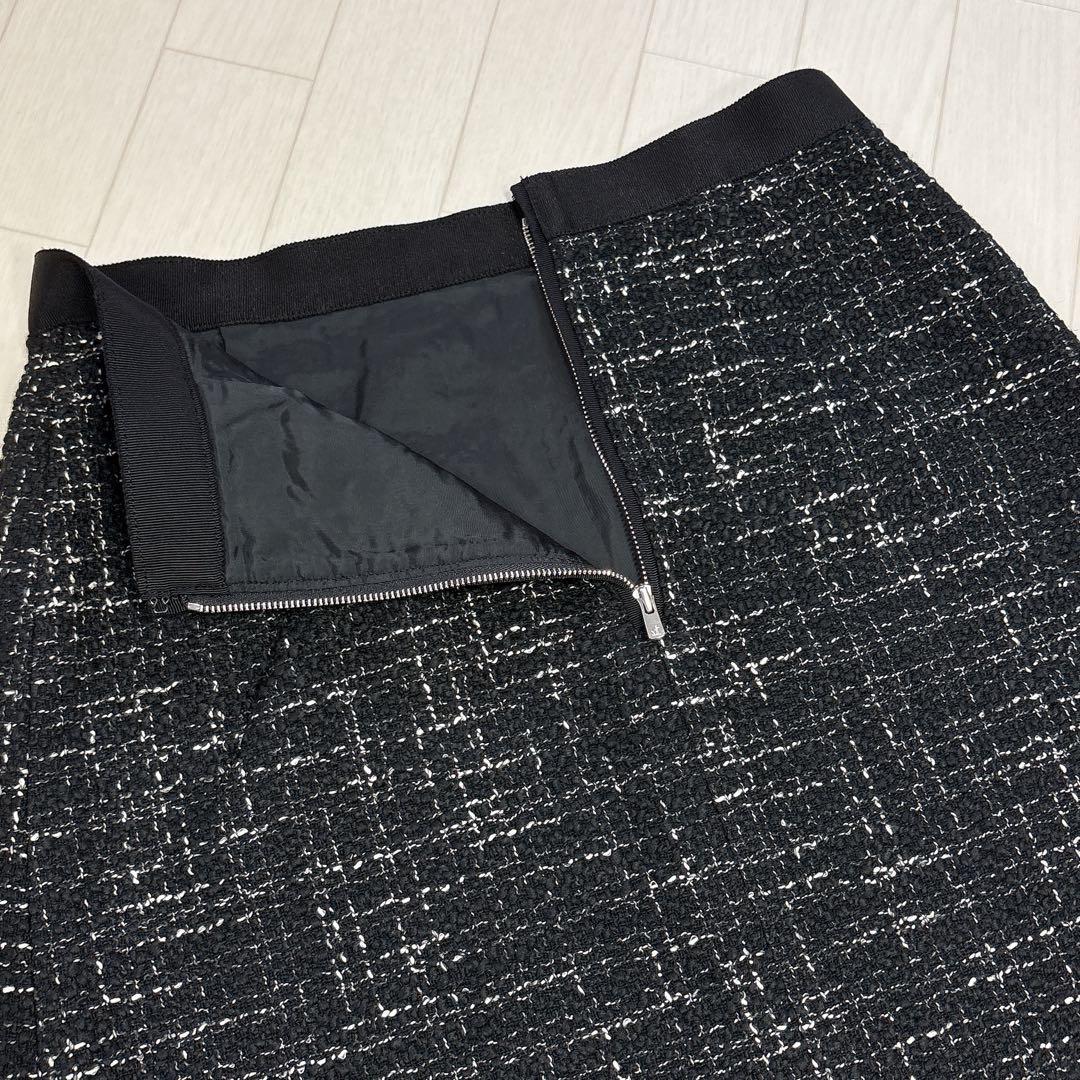 極美品 ANAYI アナイ スラブツイードタイト スカート ブラック系 36