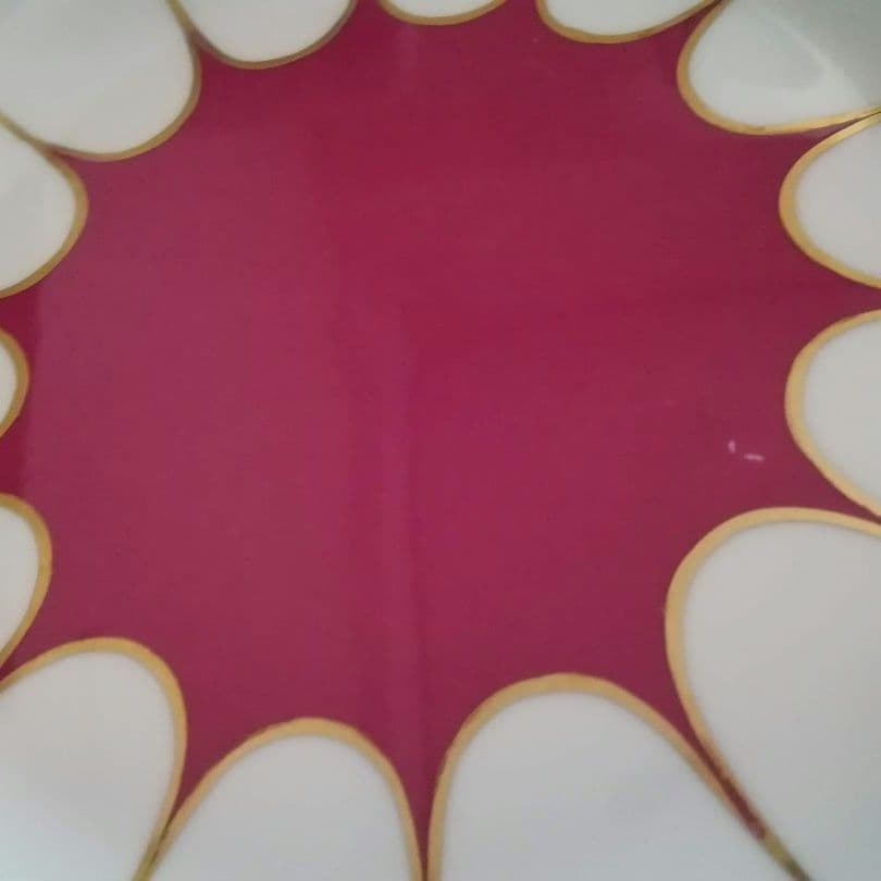 逸品　朱地アールデコ様式　ケーキ皿　飾り皿　ロイヤルアルバート　英国　1917年