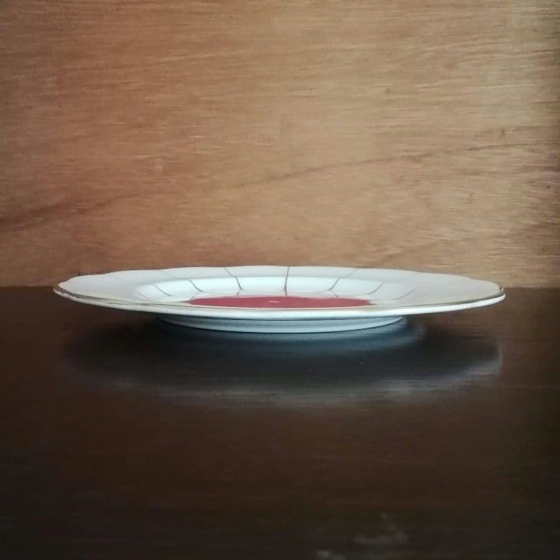 逸品　朱地アールデコ様式　ケーキ皿　飾り皿　ロイヤルアルバート　英国　1917年