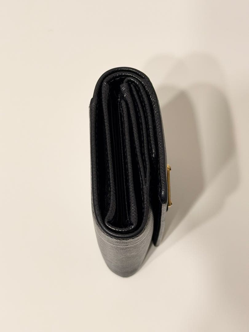 【箱付き】PRADA ブラックレザー 三つ折り財布