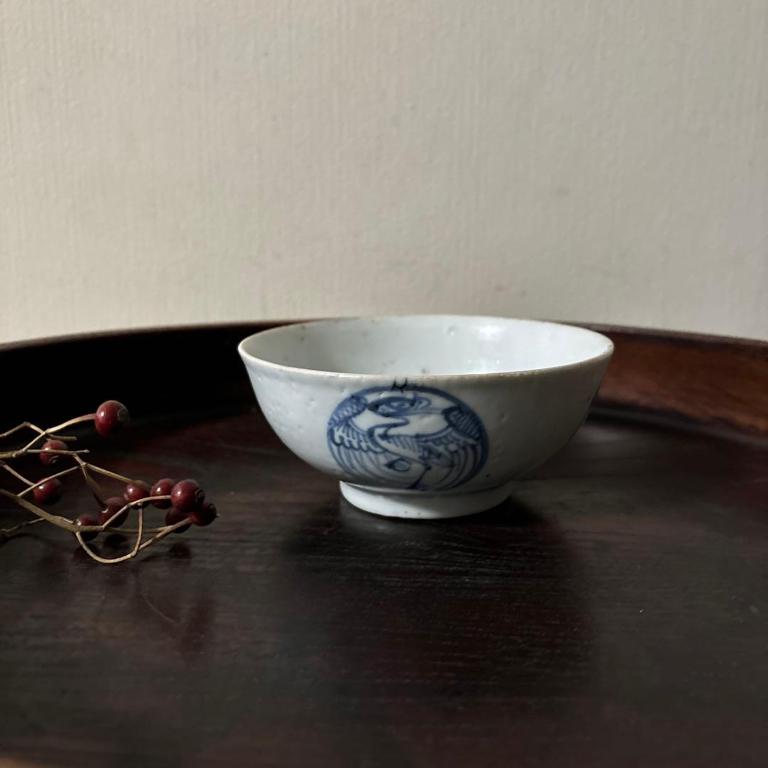 古伊万里丸文染付　茶碗1点　湯呑み　くらわんか　江戸時代　白磁　検:白洲正子李朝